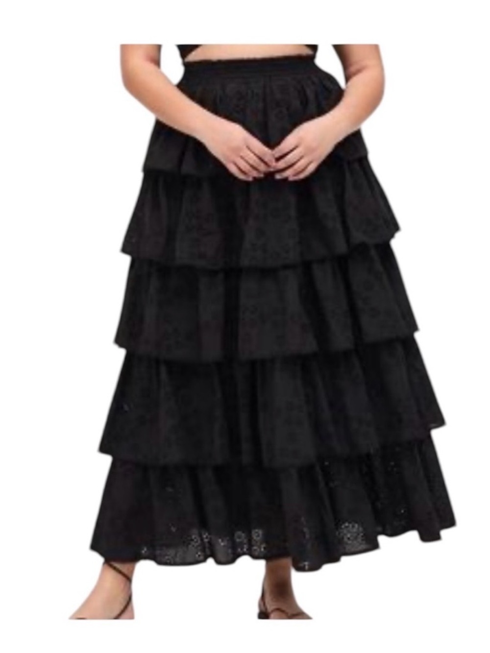 Hill House Black Tiered Ruffle Maxi Skirt